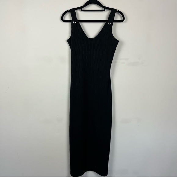 NWT WALTER BAKER BROOKLYN SLEEVELESS RIBBED MIDI DRESS IN BLACK SIZE MEDIUM - Picture 14 of 16